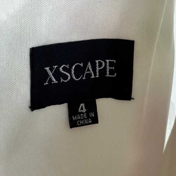 Xscape 3D-Appliqué Floral-Print Gown Size 4 White‎ Pink Formal Evening Dress Maxi